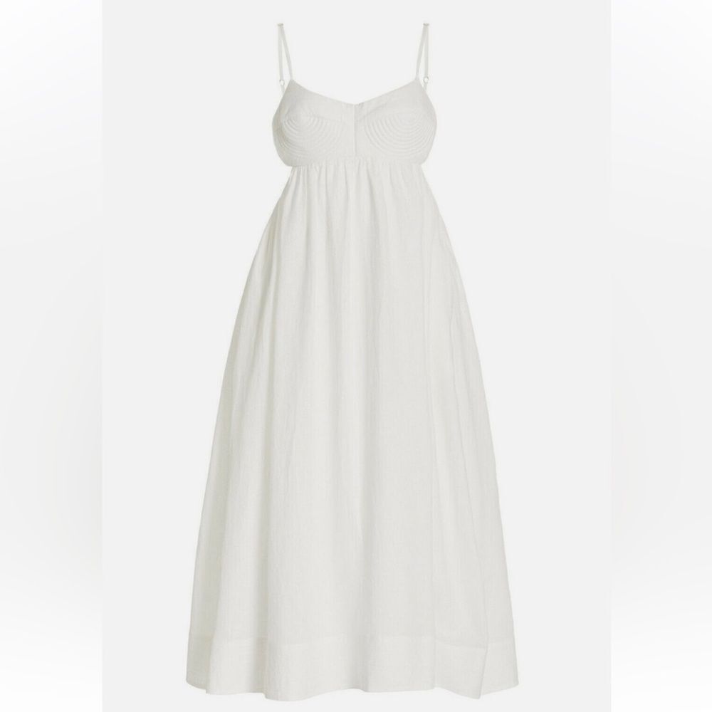 NEW Zimmermann Rosa Linen Bralette Midi Dress Ivory Size 10 - Picture 14 of 14